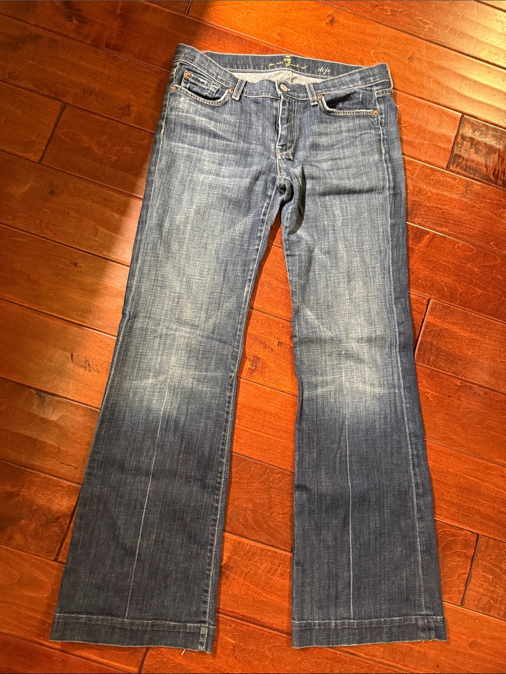 7 For All Mankind Women's Faded Blue Wide Leg Jeans